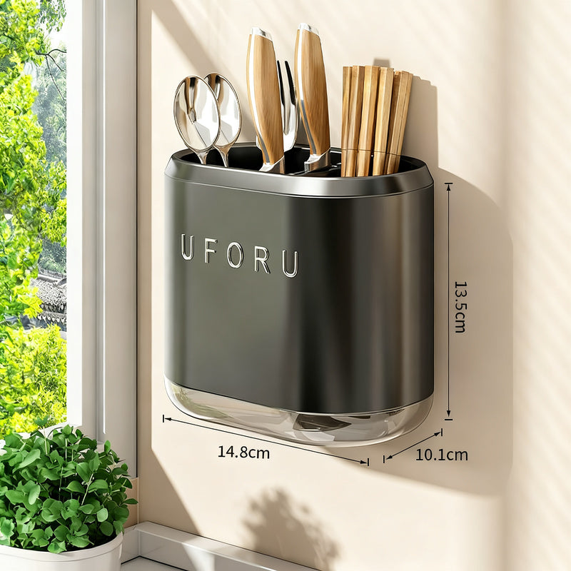 Wall-mounted chopstick holder with lid or open