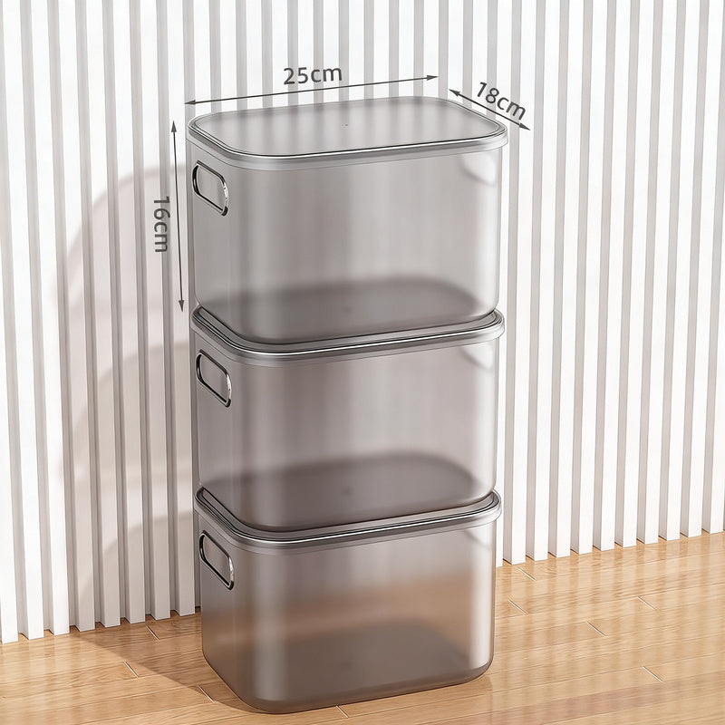 Transparent storage box made of plastic