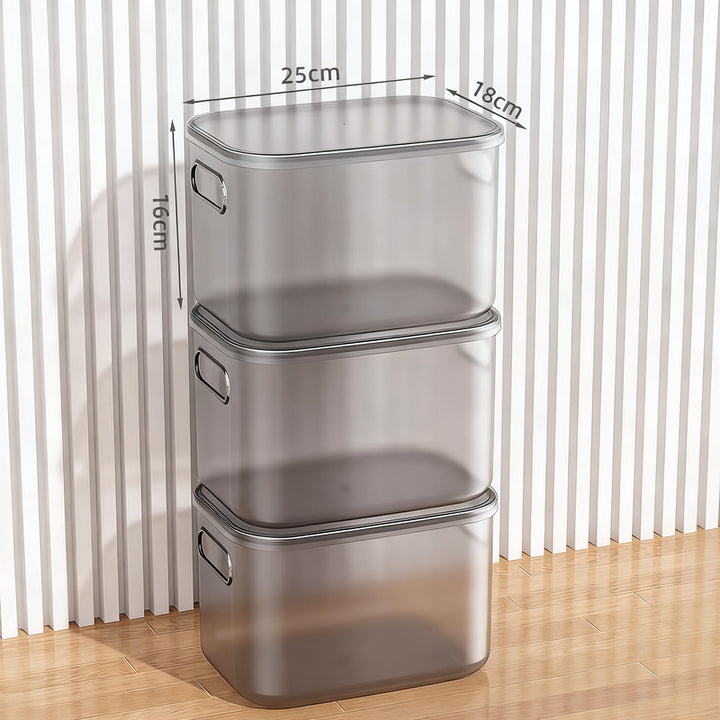 Transparent storage box made of plastic