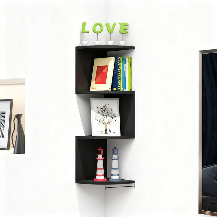 Corner shelf triangular, artificial wood, various sizes
