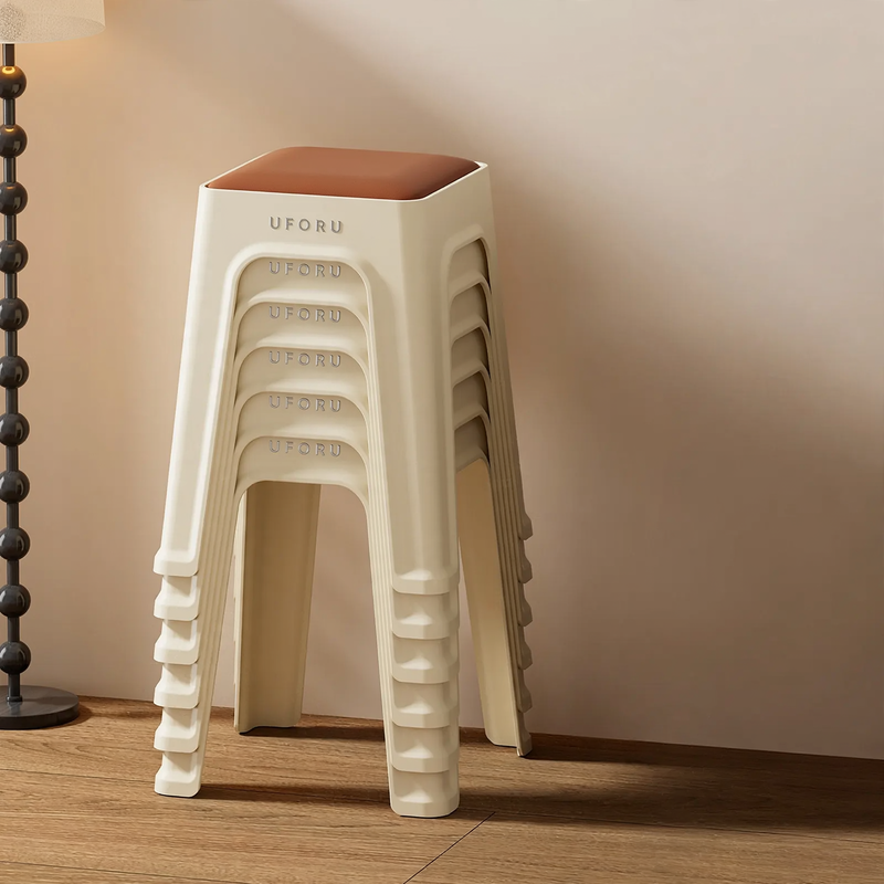 Plastic stool with padding, stackable, DA1408