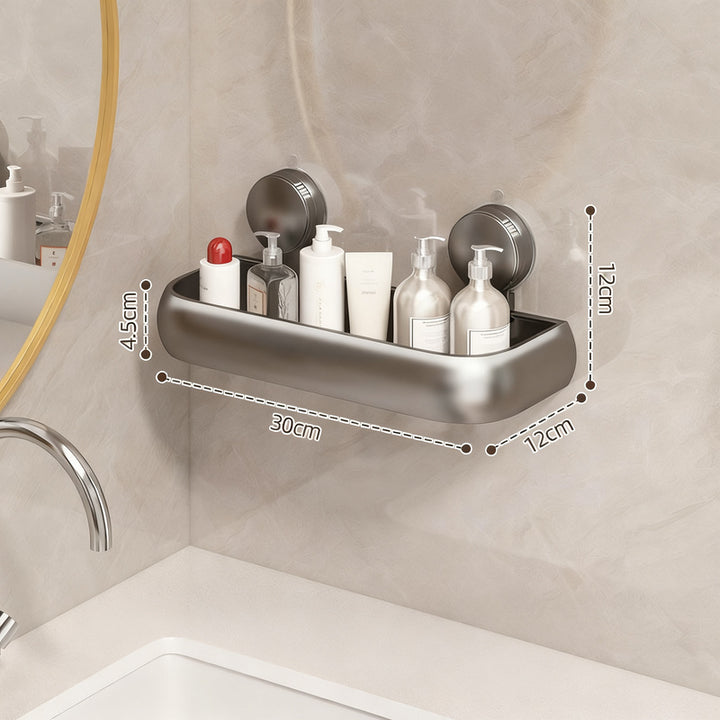 Bathroom shelf with suction cup, height adjustable