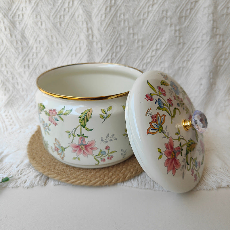 Enamel storage container, oval, 2.4 L, Northern Europe style