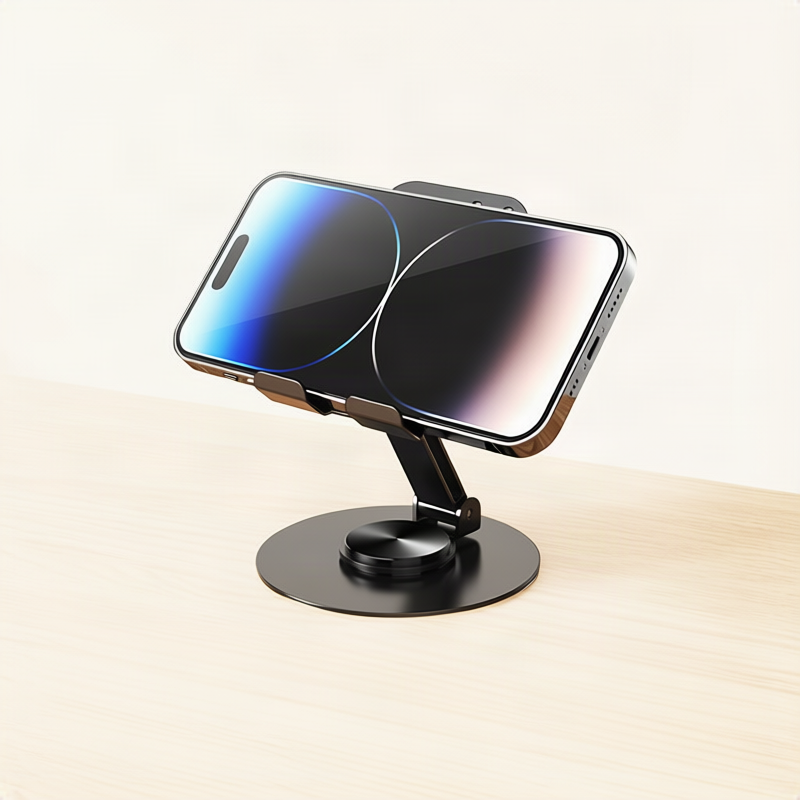 Rotating phone holder made of steel
