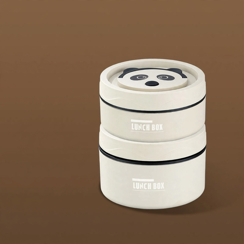 Stainless steel lunch box, round, 470–600 ml, with lid