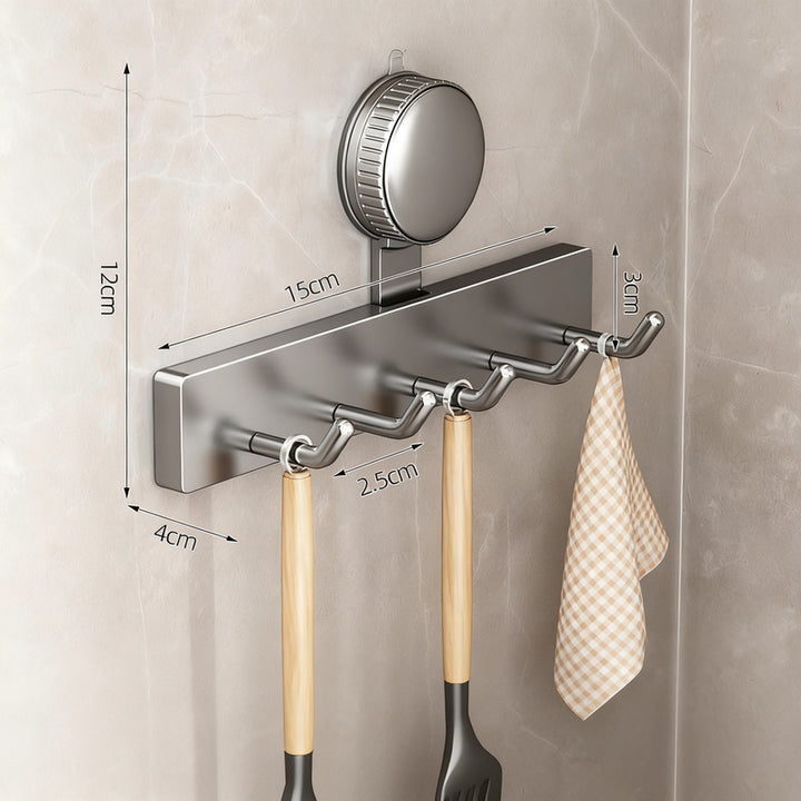 Suction cup kitchen hook with 3 or 5 hooks