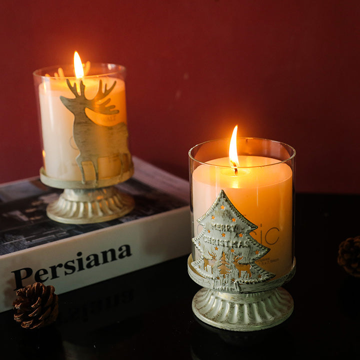 Candle holder made of iron and glass, European style