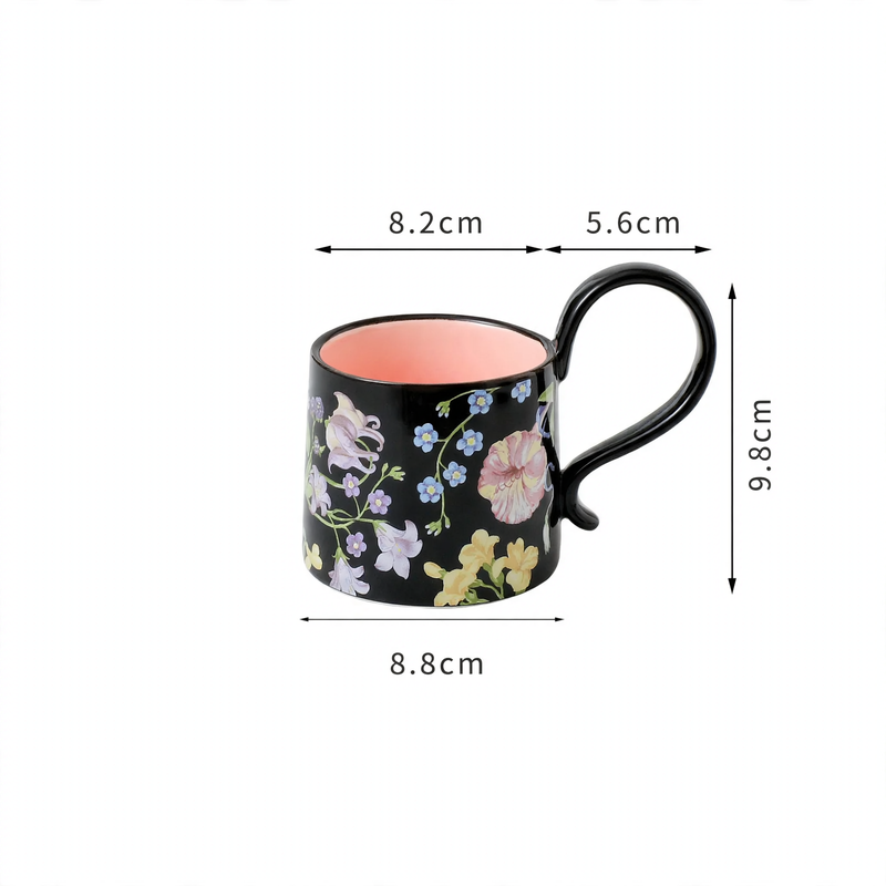 Ceramic coffee mug with floral pattern, 260 ml