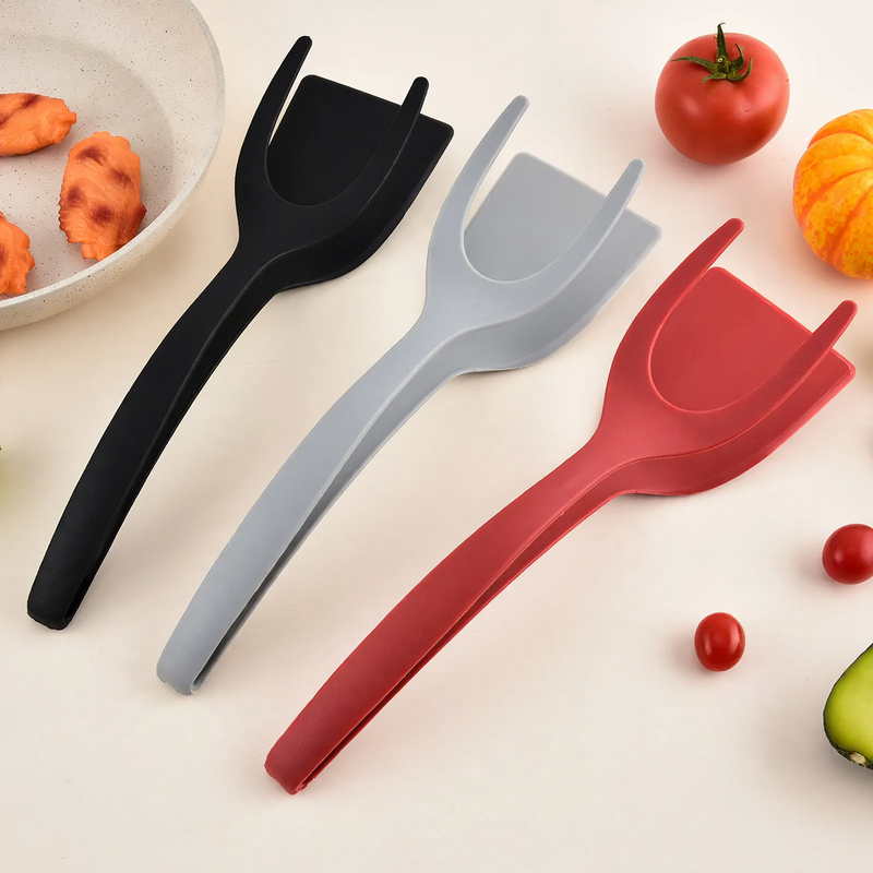 2-in-1 spatula and food tongs, non-stick