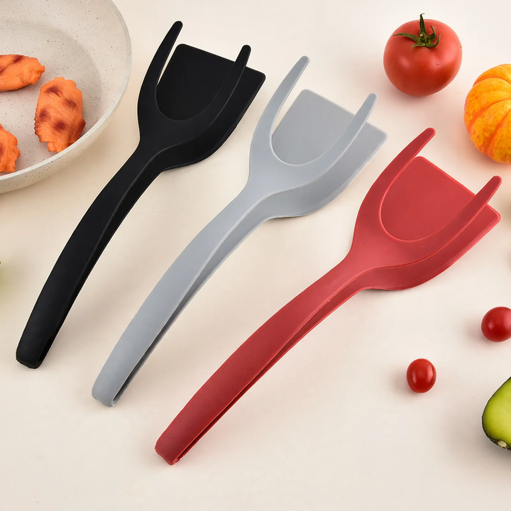 2-in-1 spatula and food tongs, non-stick