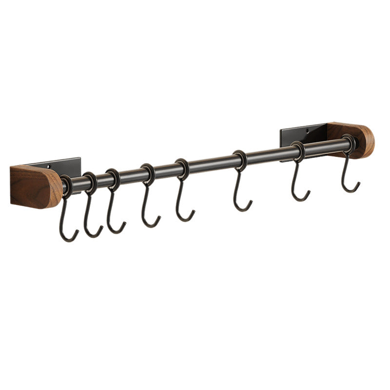 Wall-mounted kitchen rail with hooks