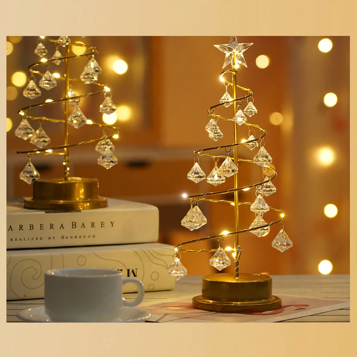 LED Crystal Tree Light with Metal Base, USB and Battery