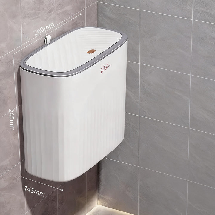 Narrow plastic trash can for bathroom and kitchen