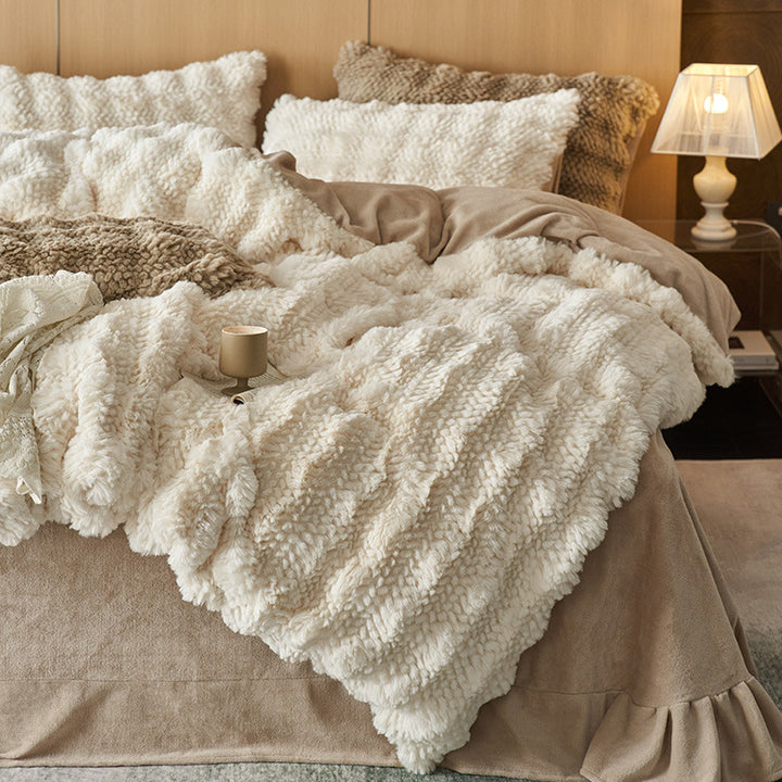 High-quality bedding set made of rabbit fur fleece