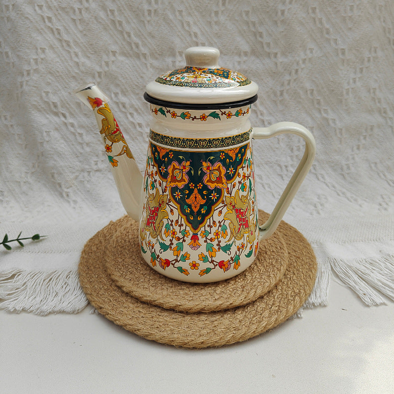 Enamelled hand brewing kettle made of sheet steel, 1.2 L