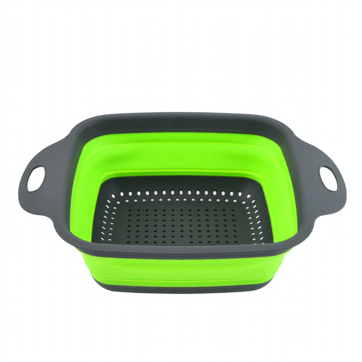 Folding vegetable bowl with strainer