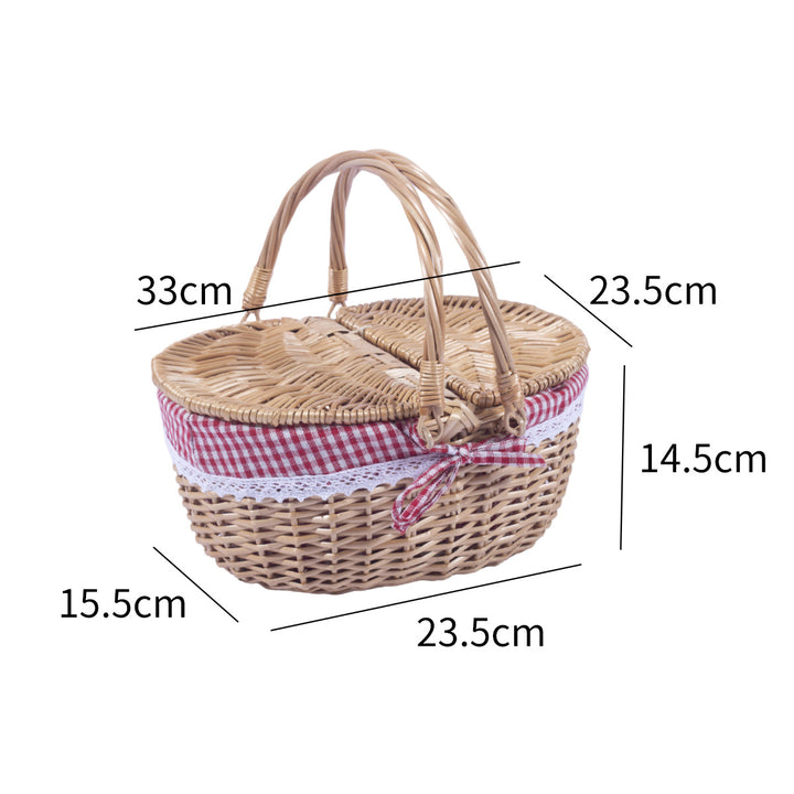 Willow basket with handle and lid