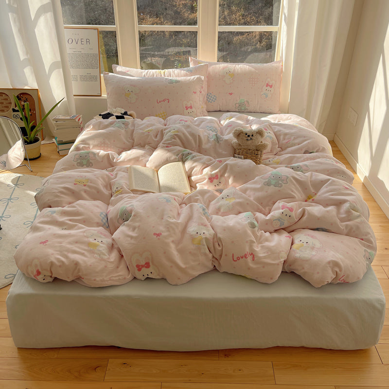 Cotton bedding set with double gauze, 4-piece