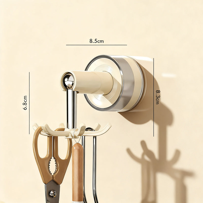 Suction cup wall hooks with six hooks, rotatable