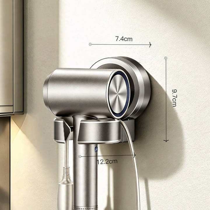 Hairdryer holder with suction cup, rotatable
