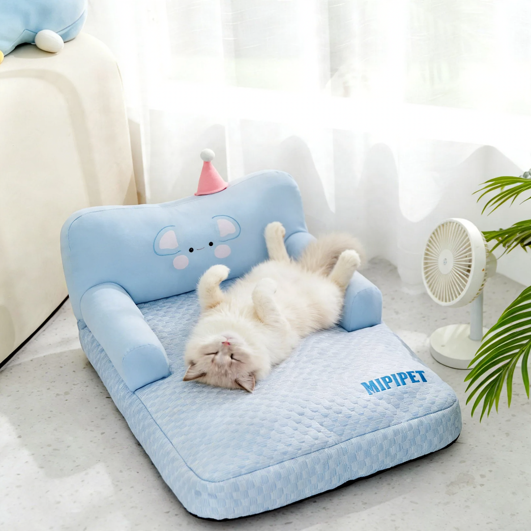 Cooling pet bed with backrest