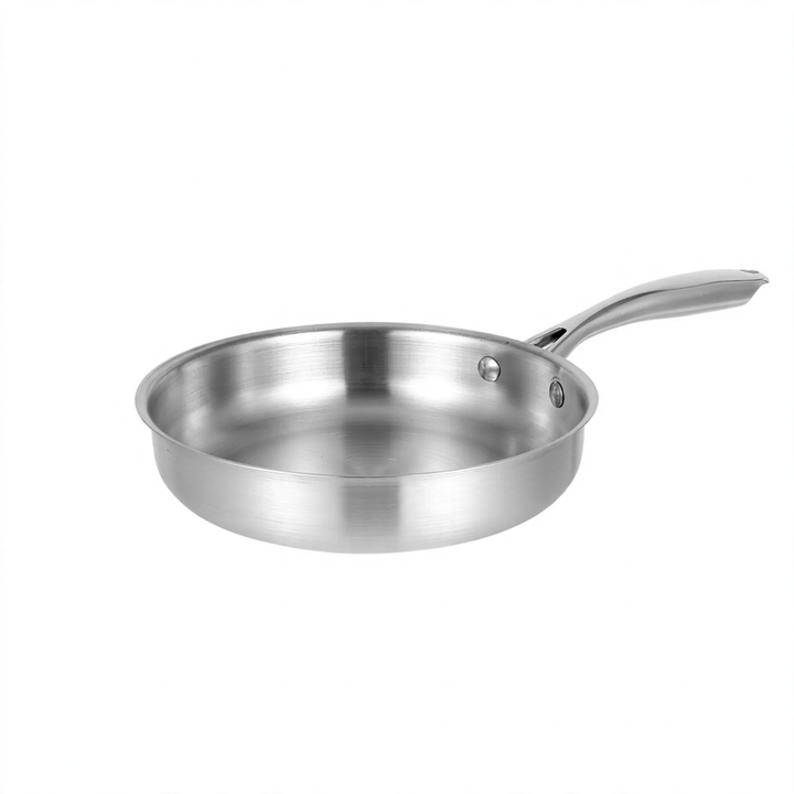 Frying pan, 410 stainless steel, honeycomb pattern