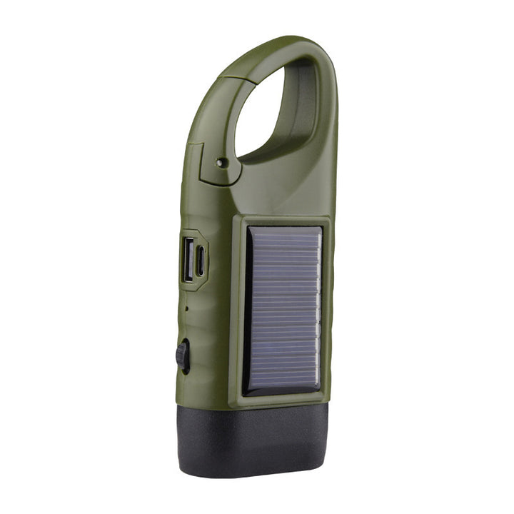 Solar hand crank flashlight with power bank