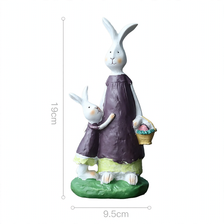 Pair of Rabbit Decorative Figurine made of Natural Resin