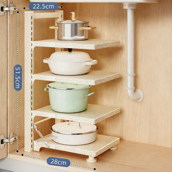 Multi-tier pot rack made of carbon steel
