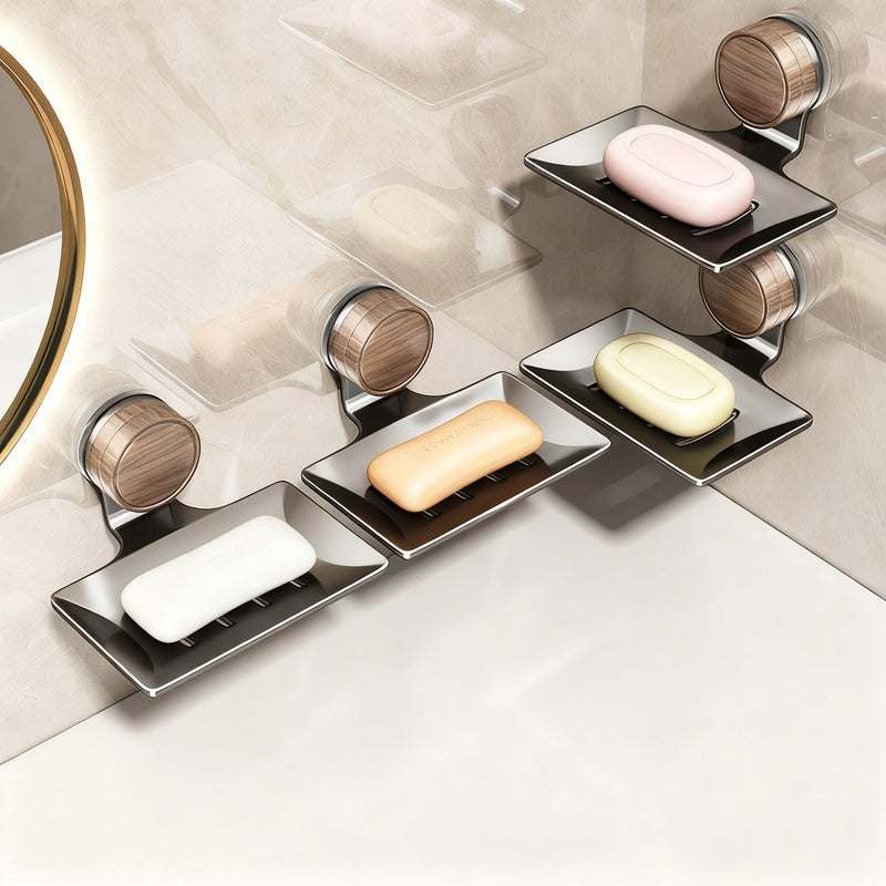 Wall-mounted soap dish with suction cup