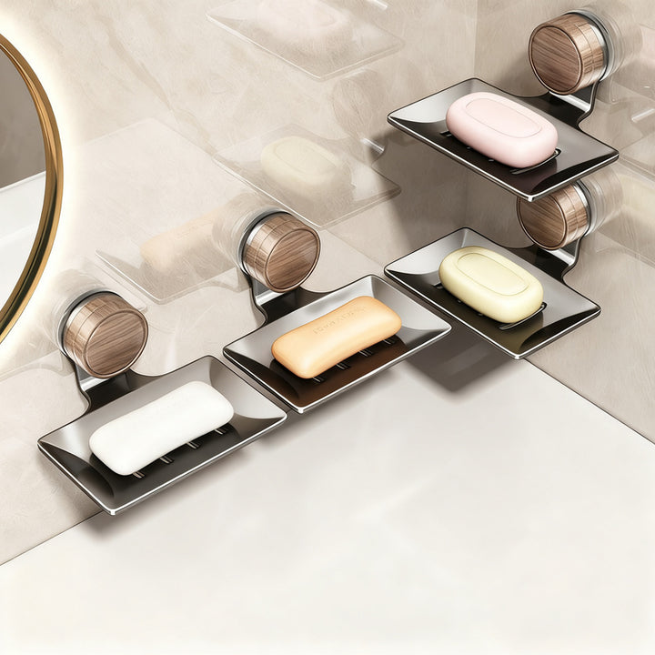 Wall-mounted soap dish with suction cup