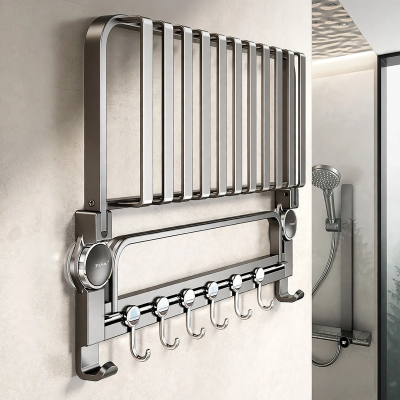 Aluminum suction cup towel holder, modern