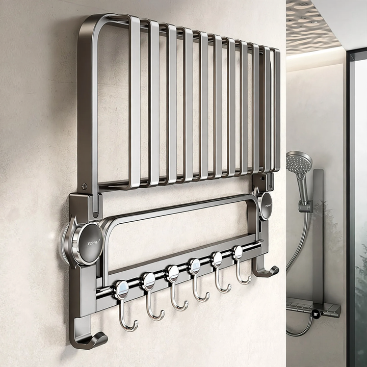 Aluminum suction cup towel holder, modern