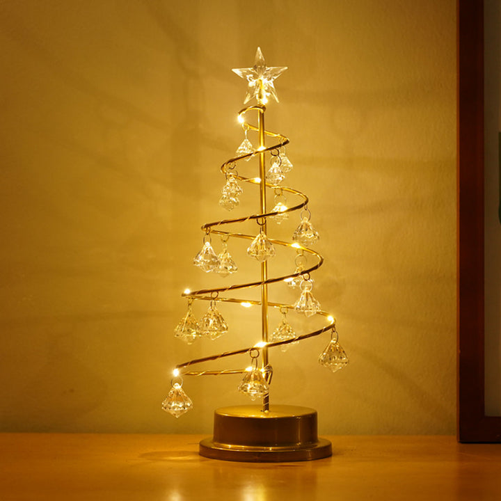 LED Crystal Tree Light with Metal Base, USB and Battery