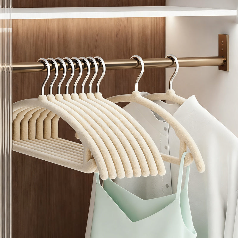 Flocked coat hangers, non-slip, reinforced