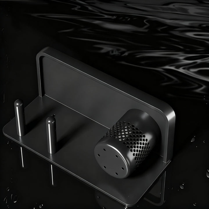 Hairdryer wall holder with toothbrush shelf