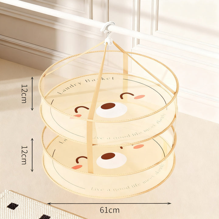 Foldable laundry drying nets, multilayer