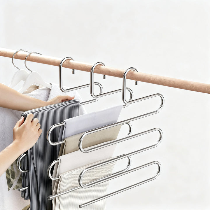 Stainless steel pants hanger for wardrobe