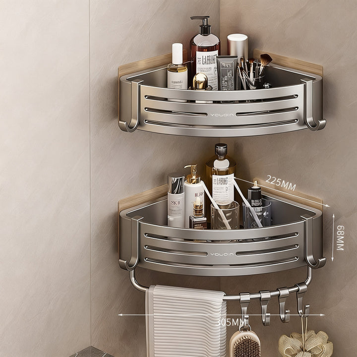 Triangle corner shelf for bathroom, no drilling