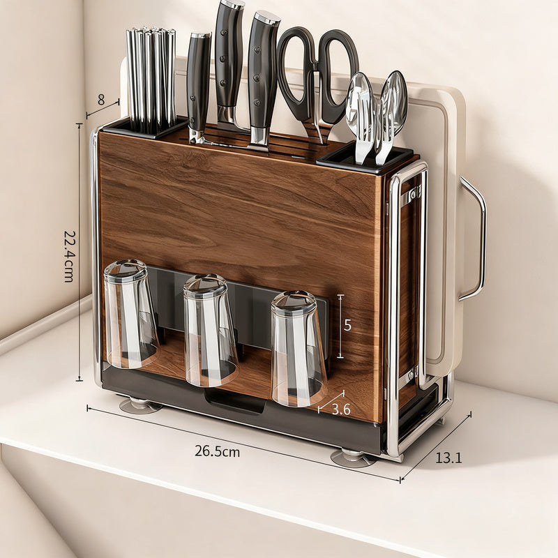 Multifunctional knife block shelf with magnetic function