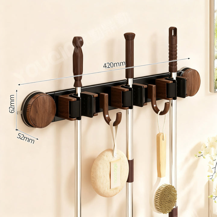 Wall mount for broom and mop made of aluminum
