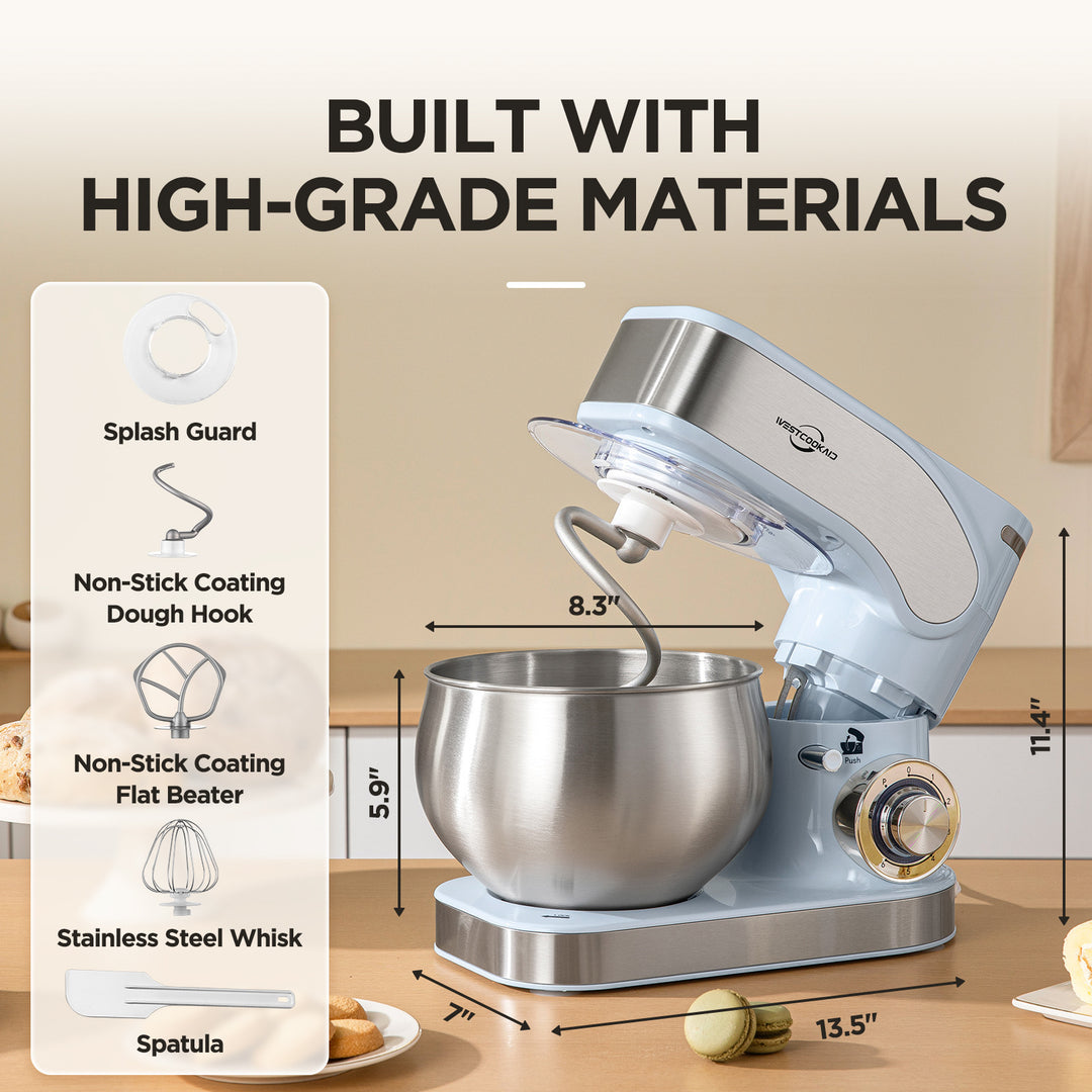 Kitchen machine 5 L, stainless steel, multiple plugs