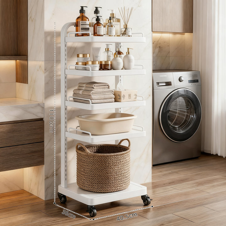 Multi-tiered shelf with wheels, 3–4 levels, steel