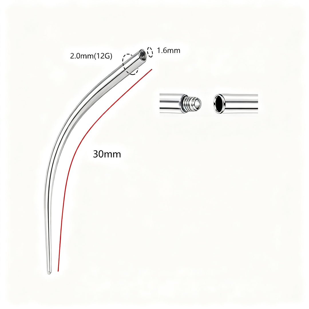 Titan-Piercing rod, flat base, internal thread