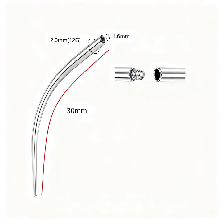 Titan-Piercing rod, flat base, internal thread