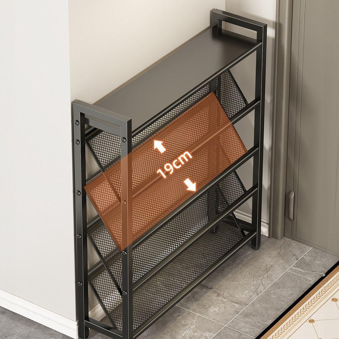 Narrow shoe rack made of carbon steel, 6-tier