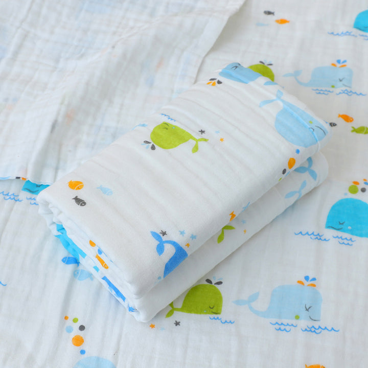 Cotton bath towel, 4-ply, with patterns
