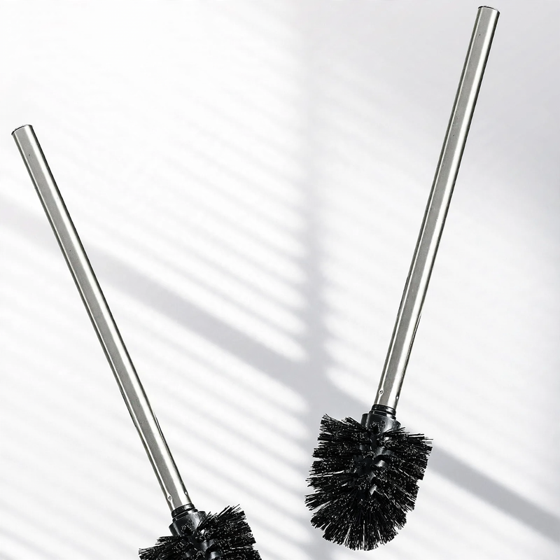 Stainless steel toilet brush with suction cup