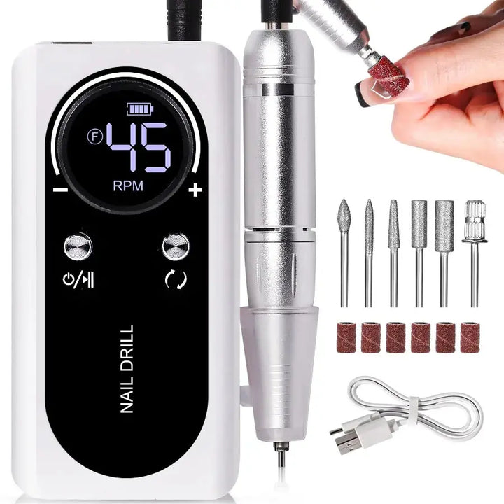Stornfield | Professional Portable Electric Nail File 45000RPM with Rechargeable Battery | Low Noise Level for Manicure