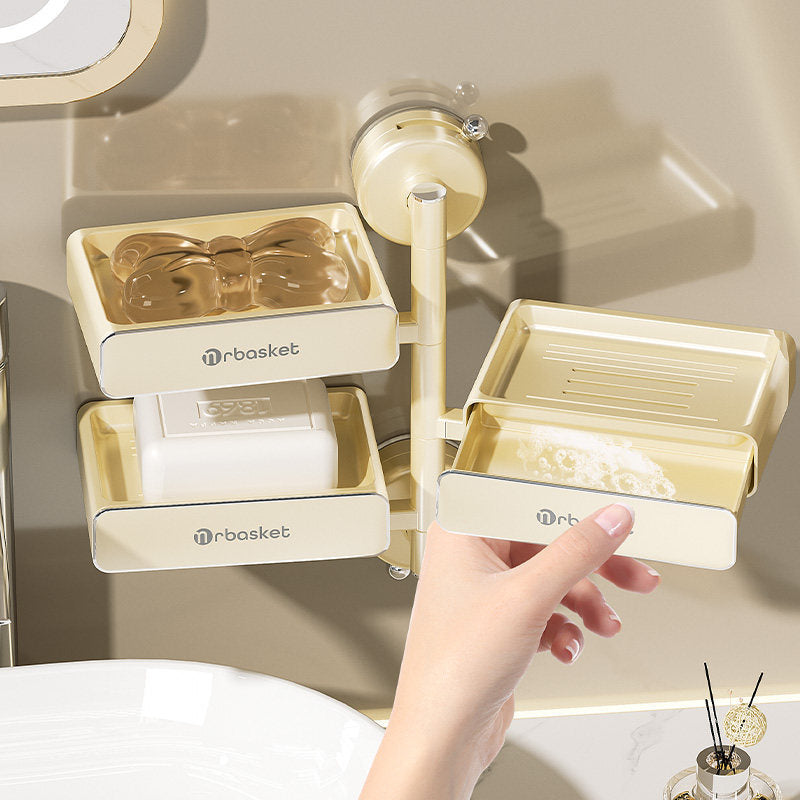 Rotatable soap dish with suction cup